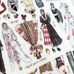 ハンドメイド カット済み トレーシングペーパーシール ファッションモデルの女の子等合計66枚 マスキングテープ コラージュ デコレーションなどに♡