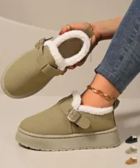 厚底ムートンブーツ 裏起毛ショートブーツ_5