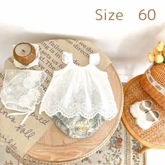 ベビー服 60 新生児 女の子 2点セット ロンパース 夏服コーデ レース フリル トップス 可愛い キュート セットアップ ノースリーブ コットン 綿 総刺繍 人気 小さい ギフト オシャレ ホワイト 白 くすみカラー ノーブランド インポート 海外 韓国