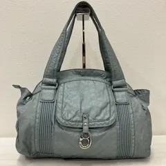 4806　Kipling キプリング　トートバッグ　ハンドバッグ　レディース　軽量　カジュアル　シンプル　無地　ポケット多数　ブルーグレー系　光沢　シャイニー