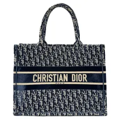 ディオール(Dior) オブリーク ブックトート ミディアム ネイビー ベロア 中古 レディース メンズ ハンドバッグ
