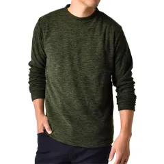 フリース トレーナー 《クルーネック：54カーキ》 新品 未使用  裏起毛 ストレッチ 防寒 衿2種類 クルーネック ハイネック【B9X】【ゆうパケット】 ファッション メンズ トップス スウェット