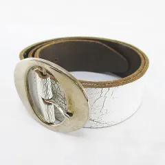 ドルチェ&ガッバーナ ドルガバ DOLCE&GABBANA プレーンベルト レザー 白系 ホワイト イタリア製 80-32 ピン式 バックル 小物