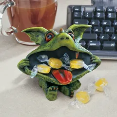 大きく口を開けた ゴシックゴブリン彫像ディーターザ ドラゴン小物入れ彫刻:怪物インテリア置物モンスターフィギュア輸入品