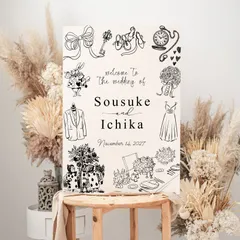 不思議の国のアリス風 × イタリア風 シンプル　ウェルカムボード ｜ ペーパーアイテム ｜ 受付 A4/A3/A2/A1