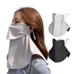 フェイスカバー 接触冷感 日焼け防止 UVカット 冷感マスク 360°ガード 息苦しくない UPF50+ 日焼け止め 吸汗速乾 ネックガード 耳紐調節可能 日焼け対策 通勤 通学 散歩 家事 男女兼用