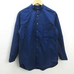 G■ユニクロ/UNIQLO ＋J スーピマコットンオーバーサイズスタンドカラーシャツ/331-440462【S】紺/men's/131【中古】■