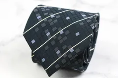 タケゾー ブランド ネクタイ ストライプ柄 チェック柄 格子柄 シルク メンズ ネイビー TAKEZO 【中古】