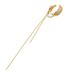 【ゴールド×フリーサイズ】[Cream dot. クリームドット公式] イヤーカフ レディース  イヤーカフ 金属アレルギー ニッケルフリー イヤカフ 片耳用 パヴェ ビジュー チェーン ロング 小粒 レイヤード風 揺れる 大人 