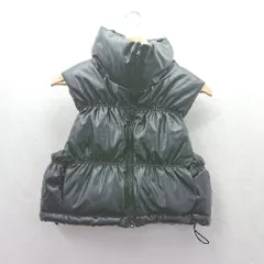 ◇ ⊇ SPINNS スピンズ フェイクレザー ノースリーブ ダウンベスト サイズF ブラック レディース E  【1504240014821】