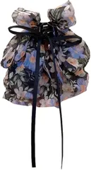 blue beryl ヘアアクセサリー ビッグリボン レディース シフォン シアー エアリー 簡単アレンジ バンスクリップ 髪飾り まとめ髪 かわいい バレッタ きれいめ カワイイ清楚 優雅 柄 小花柄 おしゃれ BB057(花柄ブルー)