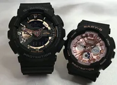 恋人たちのGショックペアウオッチ G-SHOCK BABY-G  ペア腕時計 カシオ 2本セット アナデジ GA-110RG-1AJF BA-130-1A4JF　 ラッピング無料 メッセージカード手書きします  ブラック　ゴールド夫婦　クリスマス プレゼント