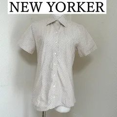 NEW YORKER ニューヨーカー レディース 　ブラウス　シャツ　ストライプシャツ 　半袖　 ベージュ 9号