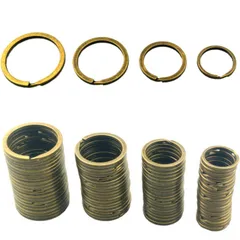 【在庫処分】25mm キーホルダーパーツ（外径20mm キーホルダーリング ダブルリングー アンティークゴールド 30mm 40個セット 丸カン キーホルダー 35mm各10個） 二重リング 平キーリング Maydahui