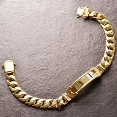喜平ブレスレット 18金 K18 メンズ 地金 プレートブレスレット イエローゴールド  20cm 日本製 刻印入り【人気アイテム】