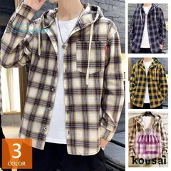 チェックシャツ メンズ カジュアルシャツ フード付き 長袖 チェック柄 春物 シャツ カジュアルシャツ 秋服 韓国ファッション長袖シャツ おしゃれ メンズ ant4y418337