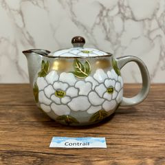 【九谷焼】ポット 急須 白牡丹 茶こし網付 Kutani Ware Teapot Kyusu White Peony