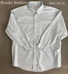 【18-34】Brooks Brothers ボタンダウンシャツ / Non-Iron スーピマコットン クラシックフィット ブルー（ハウンドトゥース） XXL相当 メンズ
