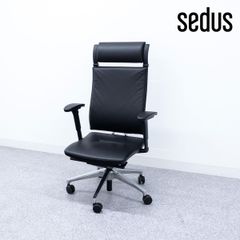 【展示品】Sedus セダス OPEN UP オープンアップ W690 オフィス アーム キャスター チェア ハイバック レザー ブラック 定価70万