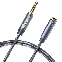 4極 イヤホン 延長コード RIKSOIN (1.2m) 3.5mm ステレオミニプラグ イヤホンジャック 延長 ヘッドホン延長コード iPhone/Android、スピーカー、ヘッドセット、車などに対応 (グレー)