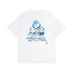 STUSSY ステューシー アイスキューブ プリント Tシャツ 2025春夏 半袖 オーバーサイズ 男女兼用 メンズ レディース ユニセックス 綿100% ストリート 新品 正規品 白