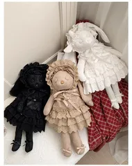 ロリータ ドール ぬいぐるみ サブカル かわいい うさぎ クマ レース フリル ドレス 人形 姫系 インテリア ガーリー 地雷系 量産型 部屋飾り ホワイト ブラック ベージュ プレゼント ギフト 可愛い 韓国風 ゆめかわ おしゃれ ロリィタ 界隈