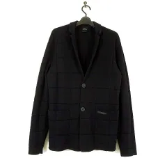 アルマーニエクスチェンジ A/X ARMANI EXCHANGE ジャケット ジャージジャケット ブレザー ストレッチ ニット ブロックチェック柄 S 黒 ブラック 国内正規品のサムネイル