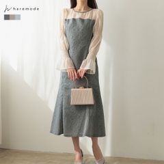 ドレス ワンピース 結婚式 オケージョンドレス パーティードレス ミモレ丈 フォーマル 20代 30代 レディース haremode 324226