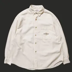 USA製 90's ゲス GUESS ロゴ刺繍入り コットンツイル シャツ 長袖 (M) 生成り 90年代 アメリカ製 旧タグ オールド　アメリカ古着 USED  ビンテージ ヴィンテージ