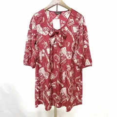 #snc インゲボルグ INGEBORG チュニック 9 赤 総柄 リボン 七分袖 レディース [948906]