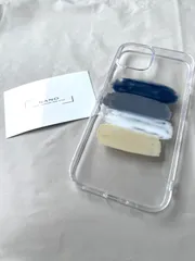 iPhoneケース　ハンドメイド　ニュアンス　青　白　ベージュ