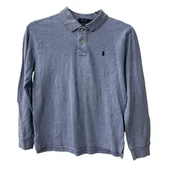 POLO RALPH LAUREN 長袖 ポロシャツ L ライトブルー ポロ ラルフローレン 鹿子 古着卸 アメリカ仕入 a708-5021