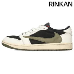 ナイキ ×トラヴィススコット Travis Scott  WMNS AIR JORDAN 1 LOW OG OLIVE DZ4137-106 ウィメンズエアジョーダン1オリーブスニーカー メンズ 25cm