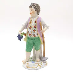 MEISSEN マイセン ガーデナーの子供たち 庭師 少年 ぶどう 鍬 ケンドラー 60324 フィギュリン スクラッチなし ◆送料込み◆質屋-i9357のサムネイル