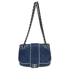 シャネル マトラッセ ショルダーバッグ レザー ネイビー レディース  CHANEL  中古 シャネル