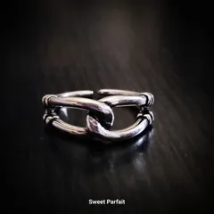 【新品未使用】シルバー オープンリング 13号 ダブルライン クロス ロープ 結び目 【化粧箱付き】メンズ レディース メキシカン　　　CHAC100800033