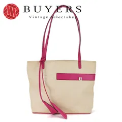 【中古】 バリー トートバッグ キャンバス レザー ベージュ ベージュ ピンク シルバー金具 肩掛け カジュアル レディース 女性 BALLY