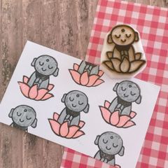 お地蔵さん 蓮の花 消しゴムはんこ