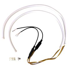 「在庫わずか」(SoraBrace) 汎用 LED シリコン チューブ 12V 流れる シーケンシャル ウインカー 防水 ホワイト アンバー 60cm 2本 セット