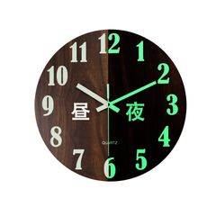 yiteng 夜光掛け時計 非電波 おしゃれ 静音 木目 見やすい 壁掛け時計 蓄光蛍光 シンプル インテリア モダン 贈り物 直径30cm