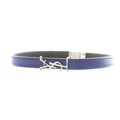 サンローラン パリ SAINT LAURENT PARIS オピウム カサンドラロゴ YSL ブレスレット レザー 紺 ネイビー /AN42 ■OHのサムネイル
