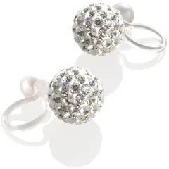 【数量限定】日本製 軽い 痛くない イヤリング ピアス風 レディース ノンホールピアス 樹脂 8mmパヴェボール 金属アレルギー対応 [R-days代官山]