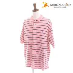 ■ POLO RALPH LAUREN ラルフローレン ポロシャツ 長袖 トップス 襟ボタン ボーダー柄 メンズ XXL ライトピンク