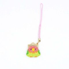 【アクセサリーハンドメイドキット】 ホビックス(HOBBIX) ビーズステッチキット 京・小鳥のがまぐち根付け 『コザクラインコ PB-308』