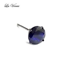 天然 大粒サファイア 6mm 一粒スタッドピアス SUS316 サージカルステンレス 片耳用 金属アレルギー対策 9月誕生石 つけっぱなし