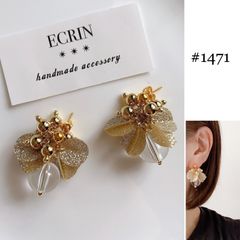 1471】クリア ゴールド スパンコール ハンドメイド アクセサリー 