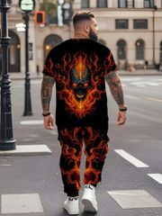 半袖Tシャツ＋長ズボン セットアップ 上下 050 柄シャツ 大きいサイズ ヤクザ ヤンキー オラオラ系 悪羅悪羅 服 メンズ ファッション
