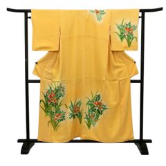 訪問着/美品/手描友禅/イエロー/仕立上がり/適応身長150～156㎝/11434