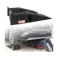 OULEME カースロープ タイヤスロープ プラスチック スロープ車 ハイリフト 強い耐荷重力 整備用スロープ (黒 905x330x21)