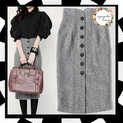 ツイード調スカート 秋冬 ペンシルスカート フロントボタン レディース 韓国 ハイウエスト タイトスカート 着やせ ミモレ丈スカート 大人きれいめ ボトムス お洒落 無地 細見え スカート 通勤 ひざ丈スカート オフィスカジュアル エレガント YANY-018